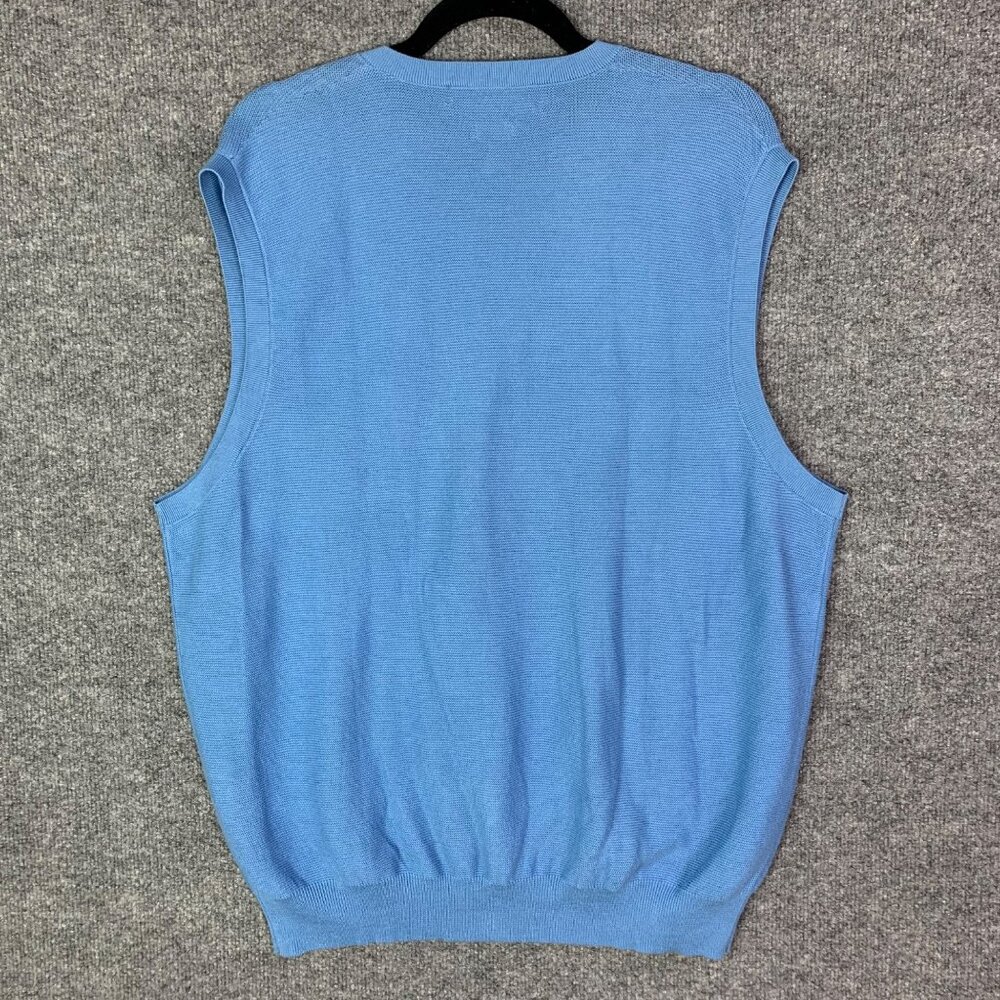 Vintage Polo Golf Ralph‎ Lauren Sweater Vest Men's Sz XL Blue 100% Cotton Cable - Picture 2 of 8